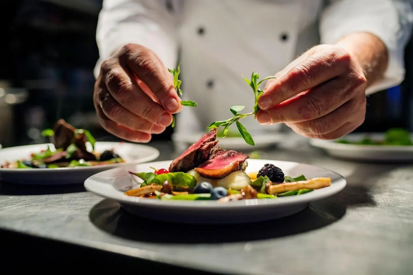 Chef plating up