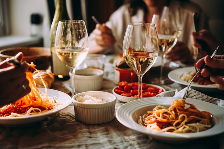 Pasta and wine image