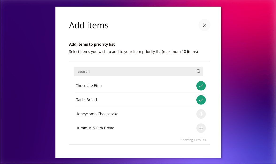 add items